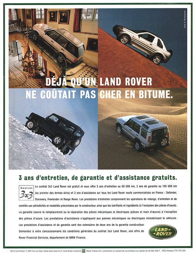 Publicité Land Rover 1999